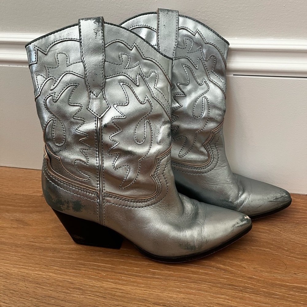 Metallic Blue Western Cowboy Boots
